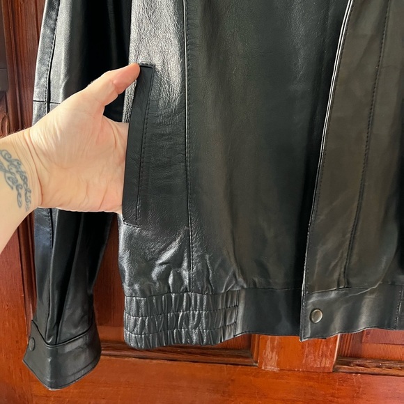 Evan-Picone Genuine Leather Jacket Black Bomber Moto Style Size 38 Medium Large - Picture 5 of 10